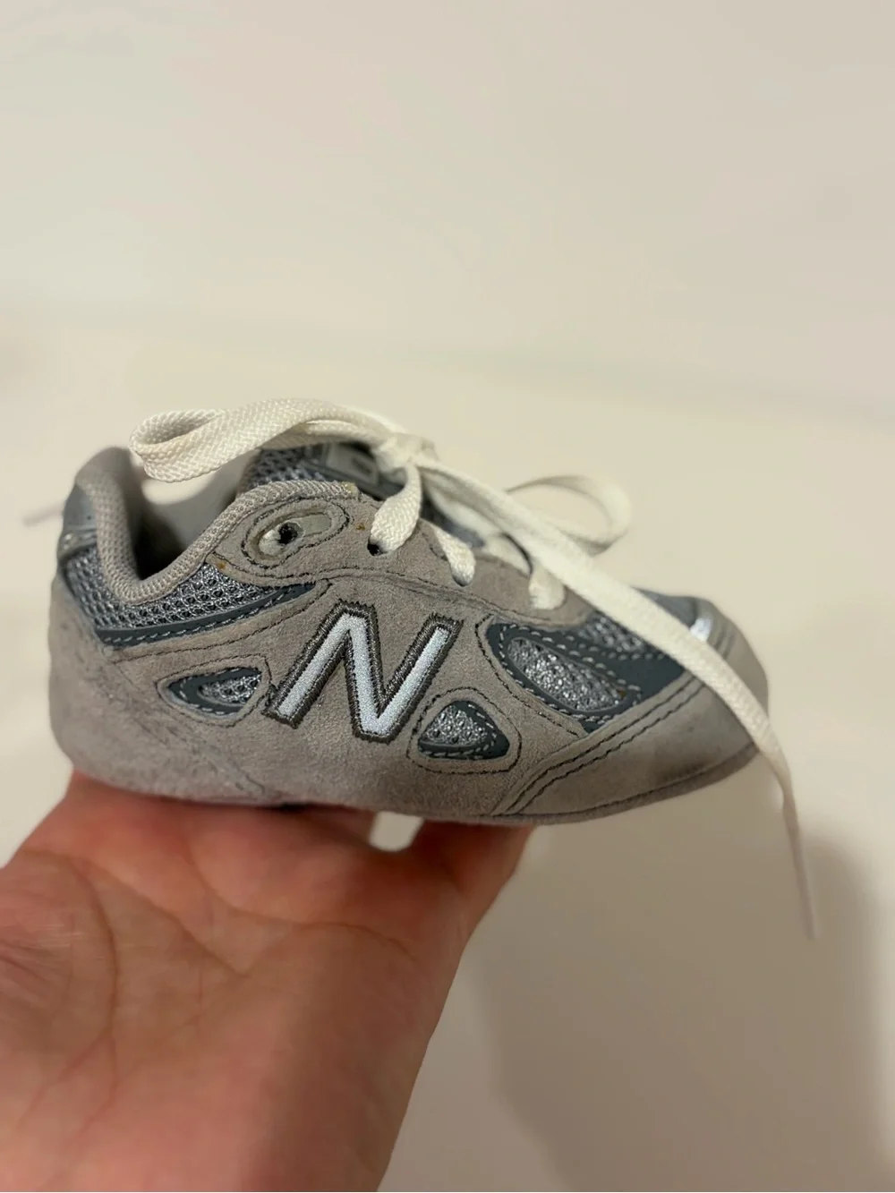 New Balance Kids Gray Suede Mesh Sneakers - Picture 10 of 10